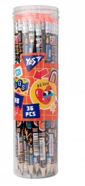 Олівець чорнографітний YES Sticky Mood трикутний з гумкою