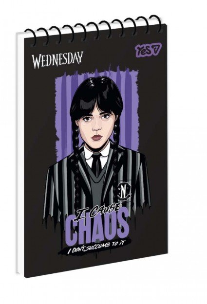 Зошит для записів Yes А6/80 од.спіраль "Wednesday.Chaos"