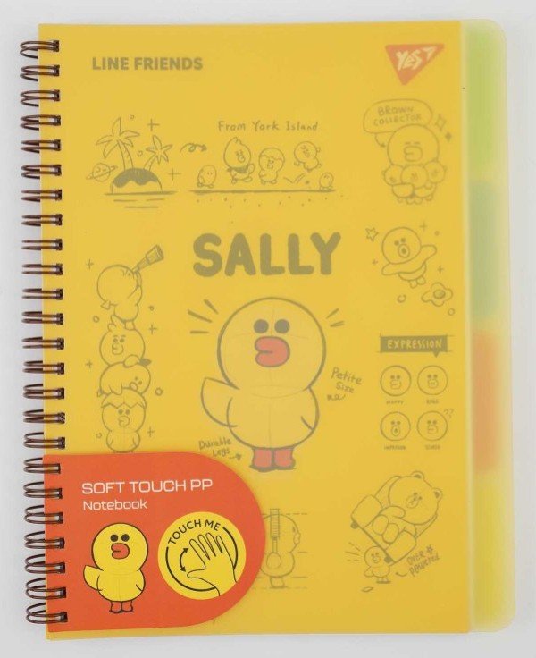 Зошит для записів YES А5, 80 арк., софт-тач пласт.обкл. Line Friends. Sally