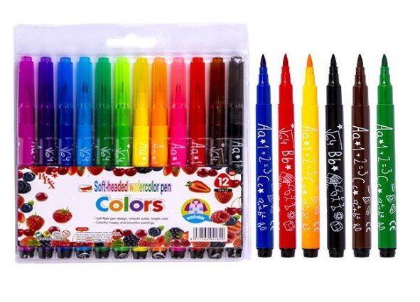 Набір із 12 фломастерів-пензликів марки "Colors"