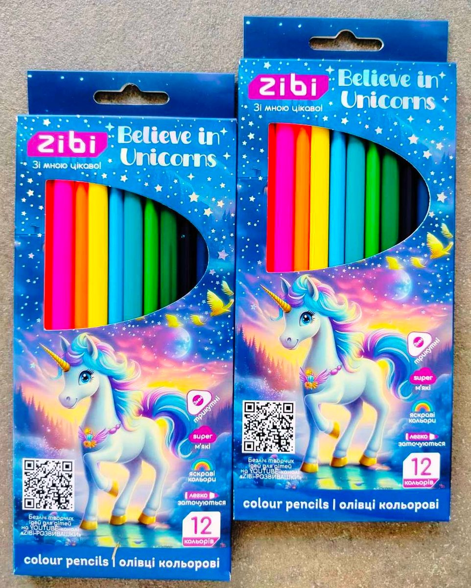 набір кольорових олівців ZiBi з серії "Believe in Unicorns"