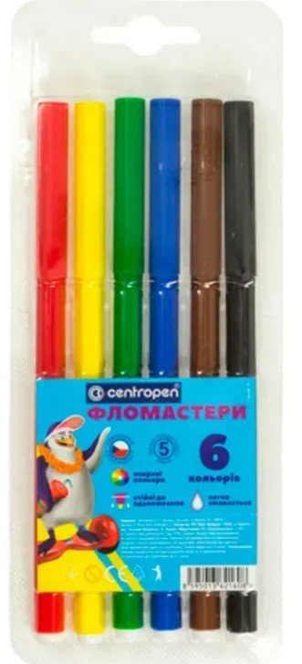Набір містить 6 яскравих фломастерів Centropen